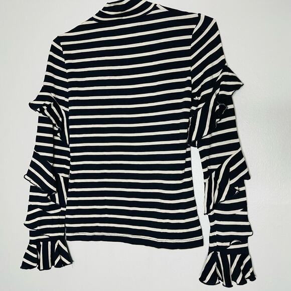 NICHOLAS Black White Wool Spiral Striped Turtleneck Long Sleeves Top Size US 2 - Picture 6 of 11